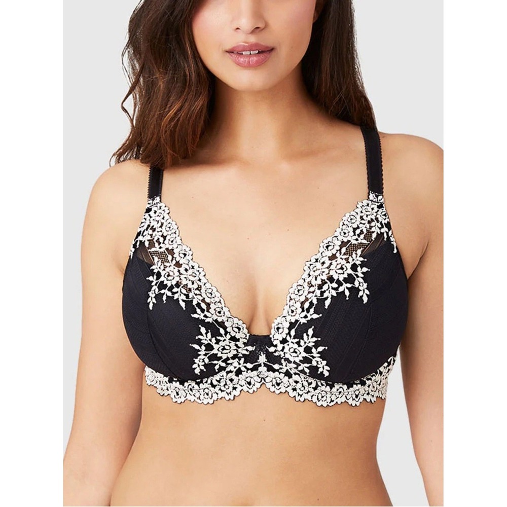 Wacoal Embrace Lace Bra Women 36DDD Black Tan Floral Embroidered Underwire 65191
